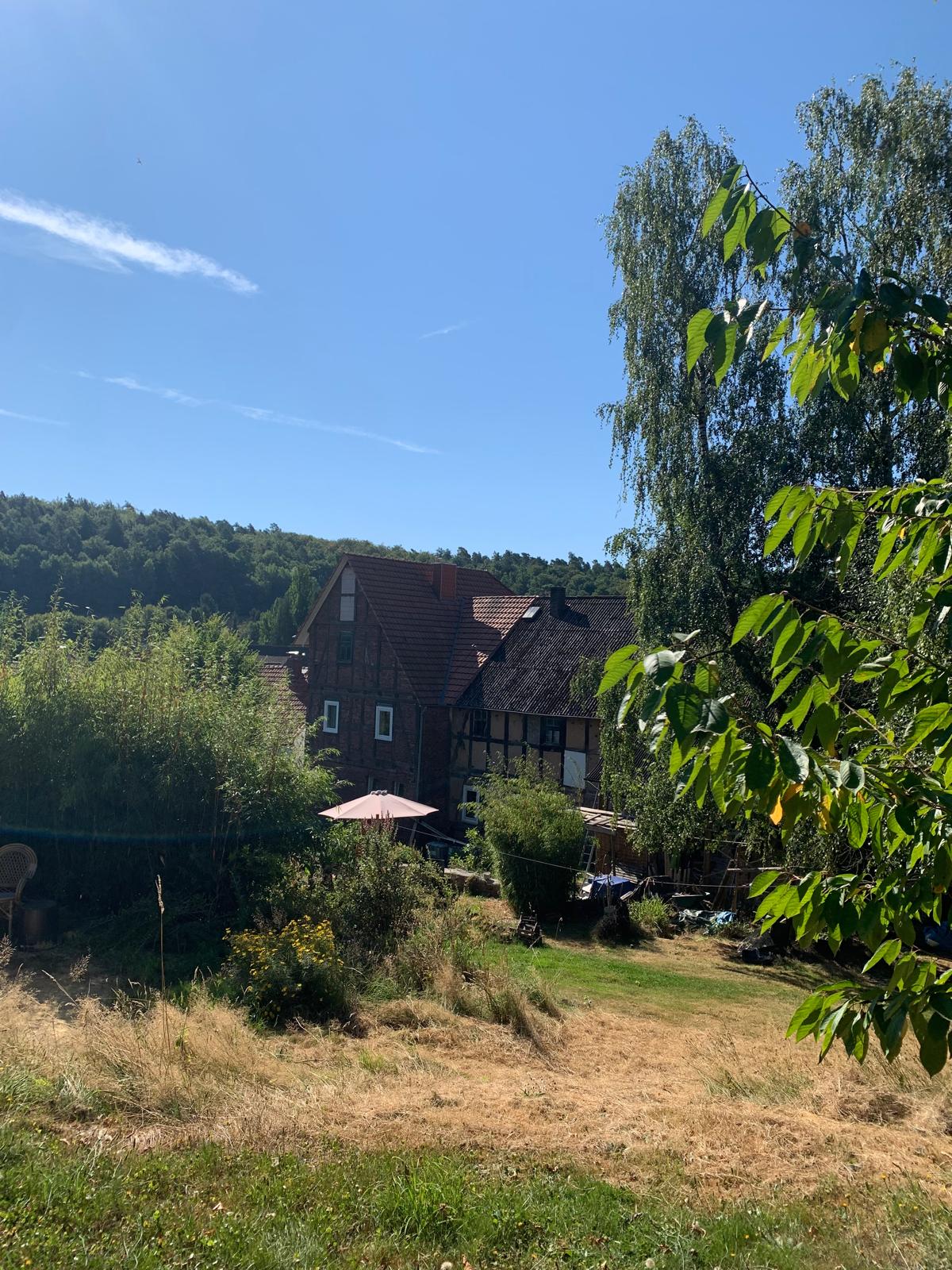 Blick vom oberen Grundstücksbereich zum Haus